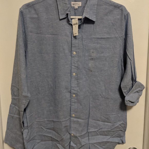 Gap Dress Button Down Standard Fit Men's XL Blue - Picture 2 of 8